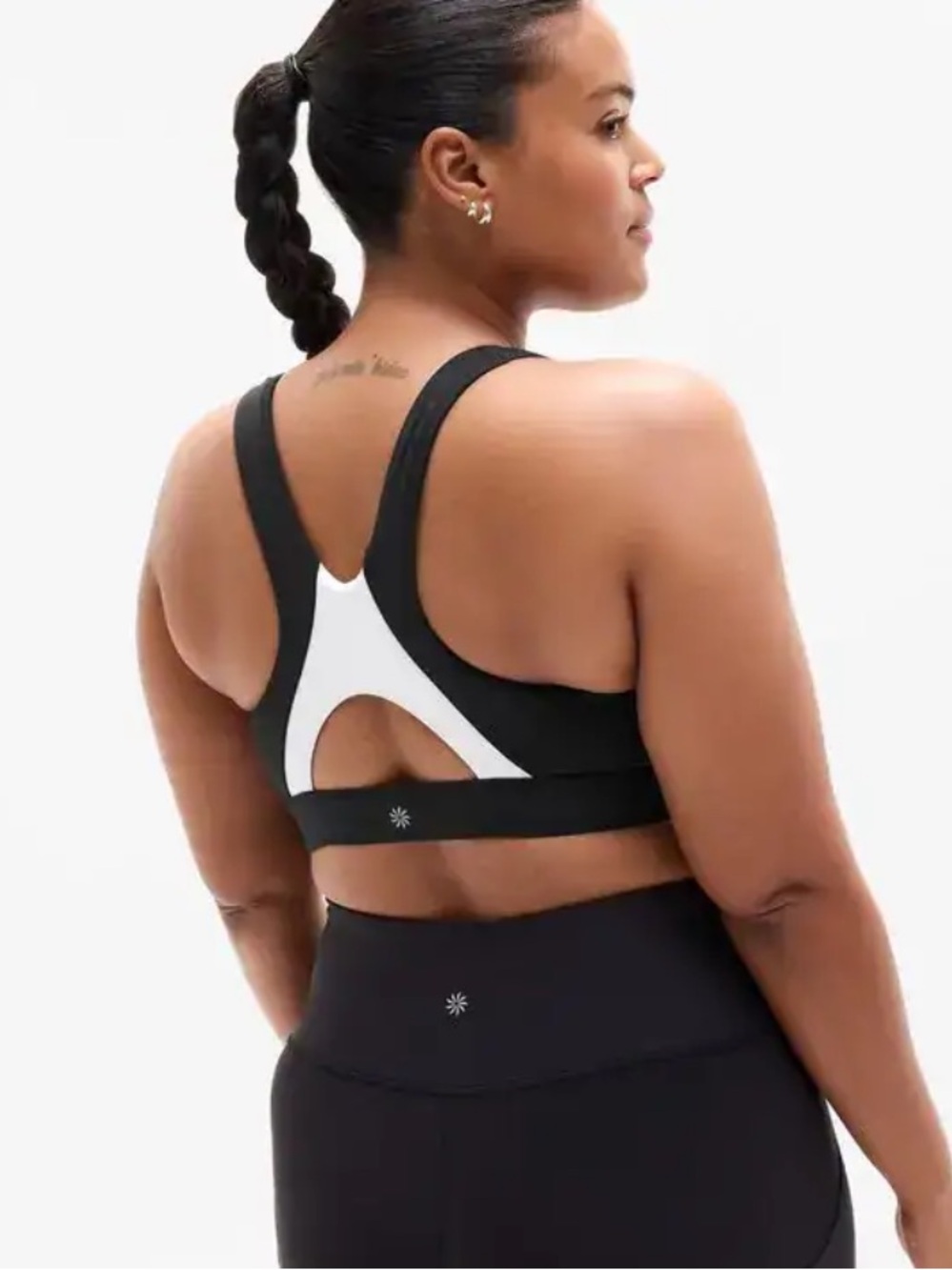 NWT Athleta Interval Colorblock Black & White Racerback Sports Bra